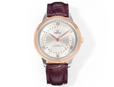 Omega Co-Axial 42MM Calendar Function Men Mechanical Rose Gold Bezel Watch